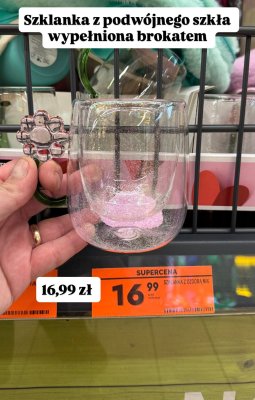 Szklanka z podwójnego szkła z brokatem promocja w Biedronka