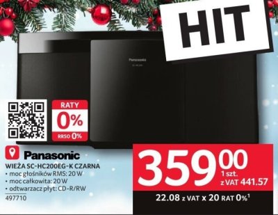 Wieża HC20DEC-K Czarna Panasonic 497710 promocja w Selgros