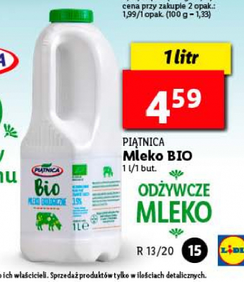 Mleko świeże 3.5% Piątnica bio promocja w Selgros