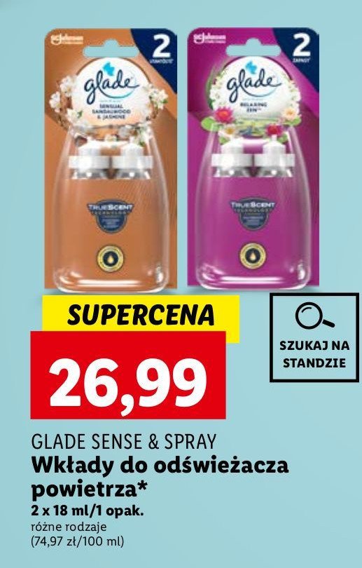 Wkład sensual sandalwood & jasmine Glade by brise sense & spray collection promocja