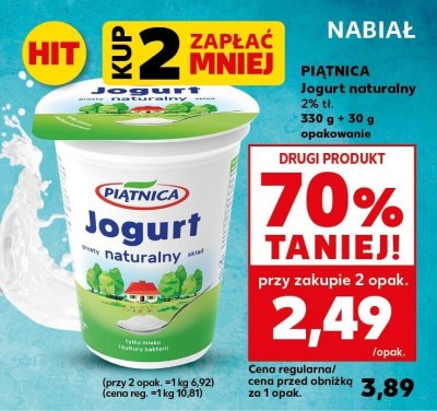 Jogurt naturalny 2% tł. promocja w Kaufland