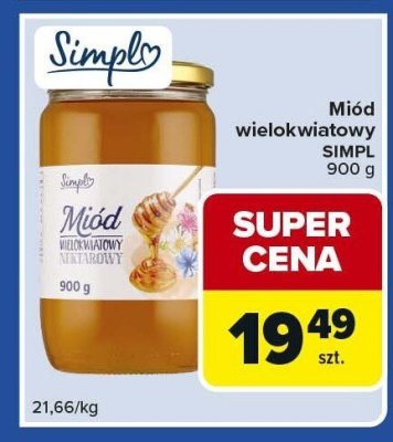 Miód wielokwiatowy SIMPL 900 g promocja w Carrefour Express