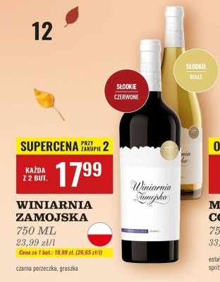 Wino Winiarnia Zamojska 750ml gruszka promocja w Biedronka