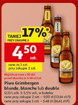 Piwo Grimbergen blonde 0.33L promocja w Auchan