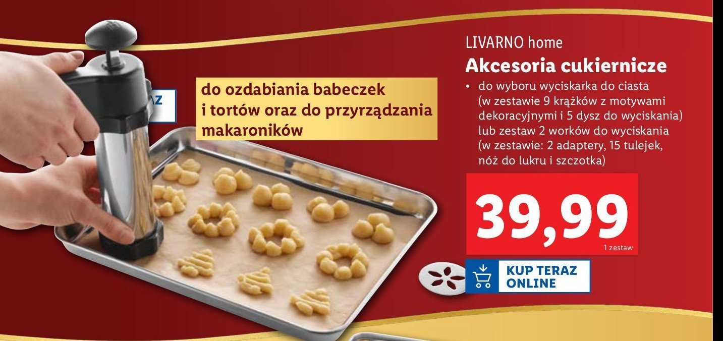 Zestaw worków do wyciskania + adaptery + tulejki + nóż do lukru + szczotka LIVARNO HOME promocja