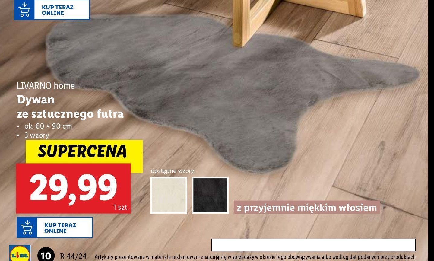 Dywan ze sztucznego futra 60 x 90 cm LIVARNO HOME promocja