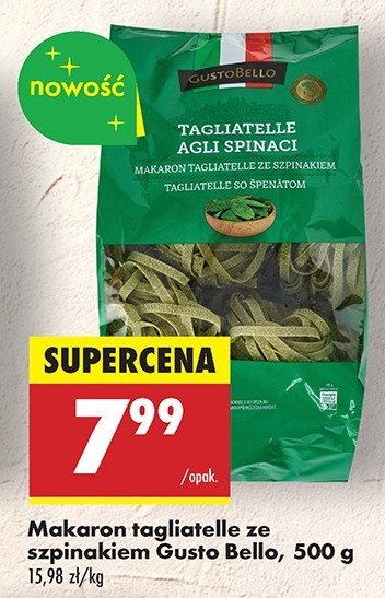 Makaron tagliatelle ze szpinakiem Gustobello promocja w Biedronka