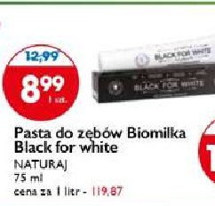 Pasta do zębów wybielająca black for white z aktywnym węglem Biomika promocja