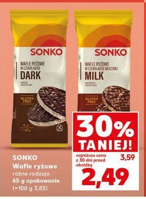 Wafle ryżowe w czekoladzie gorzkiej Sonko promocja