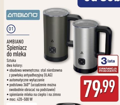 Spieniacz do mleka Ambiano promocja w Aldi