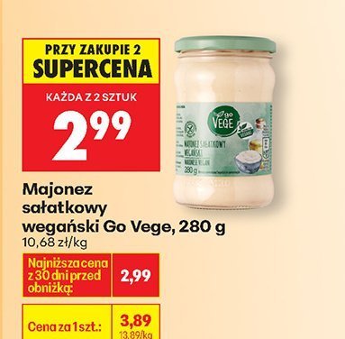 Majonez sałatkowy wegański Go Vege promocja w Biedronka