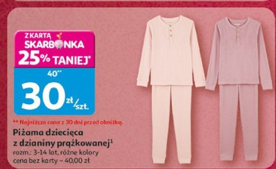Piżama dziecięca z dzianiny prążkowanej promocja w Auchan