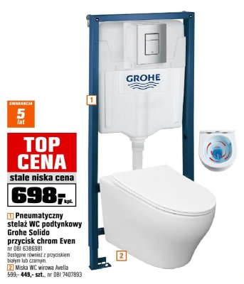 Pneumatyczny stelaż WC podtynkowy Grohe Solido przycisk chrom Even promocja w OBI