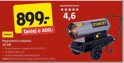 Nagrzewnica olejowa STANLEY 30 kW promocja w Jula