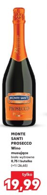 Wino musujące MONTE SANTI PROSECCO białe wytrawne 0,75 l promocja w Kaufland