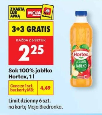 Sok 100% jabłko Hortex, 1 l promocja w Biedronka