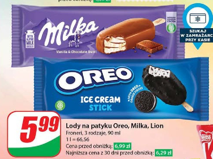 Lód vanilla & chocolate swirl Milka promocja w Dino