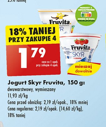Jogurt wanilia Fruvita skyr promocja w Biedronka