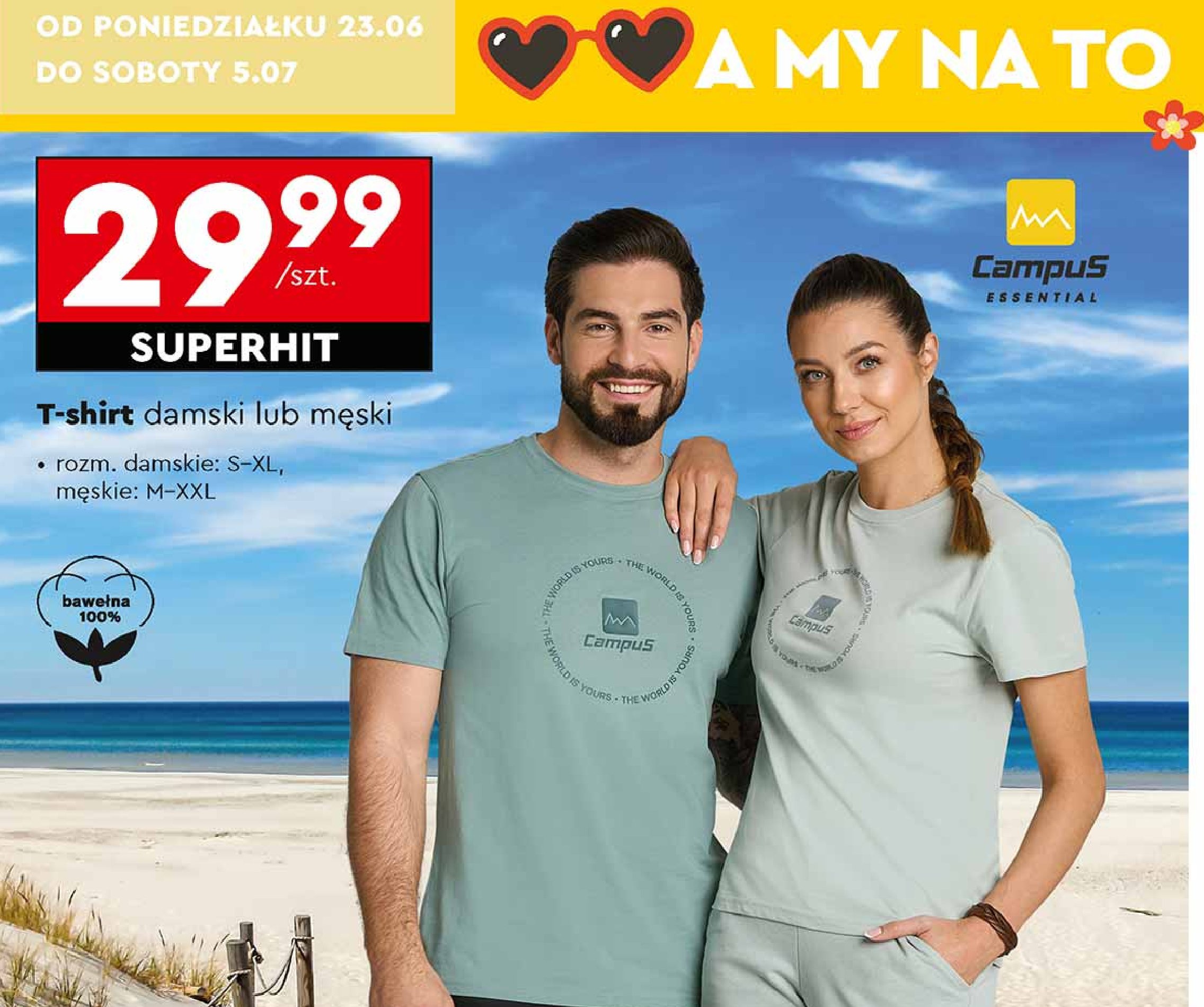 T-shirt damski rozm. s-xl CAMPUS promocja w Biedronka