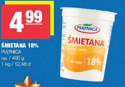 Śmietana 18% PIĄTNICA promocja w SPAR