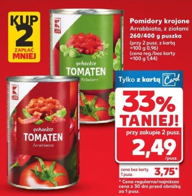 Pomidory krojone z ziołami promocja w Kaufland