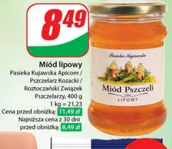 Mi贸d nektarowy lipowy Pasieka kujawska promocja