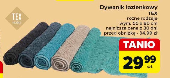 Dywanik łazienkowy 50 x 80 cm Tex promocja w Carrefour