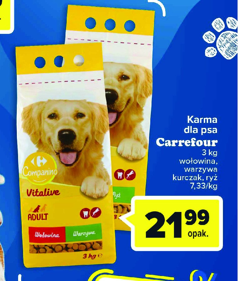 Karma dla psa wołowina warzywa CARREFOUR COMPANINO promocja
