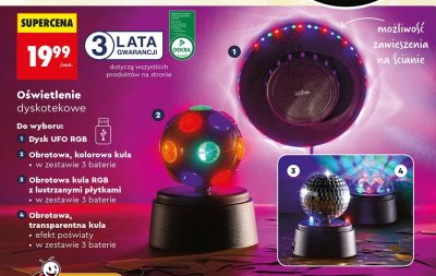 Oświetlenie dyskotekowe lethe - Obrotowa, kolorowa kula promocja w Biedronka