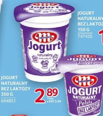 Jogurt naturalny bez laktozy Mlekovita 150 g promocja w Selgros