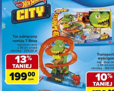 Tor zakręcony remiza T-Rexa Hot Wheels City promocja w Carrefour