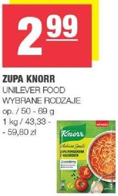 Zupa Knorr UNILEVER FOOD, wybrane rodzaje promocja w SPAR