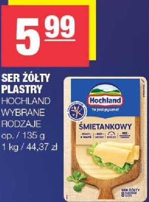 Ser żółty plastry Hochland wybrane rodzaje promocja w SPAR