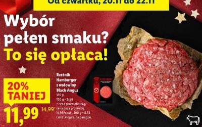 Hamburger z wołowiny Black Angus promocja w Lidl