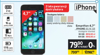 Smartfon 32 gb rose gold Apple iphone 6s promocja