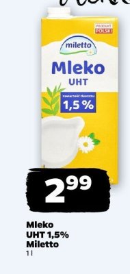 Mleko UHT 1,5%  promocja w Netto