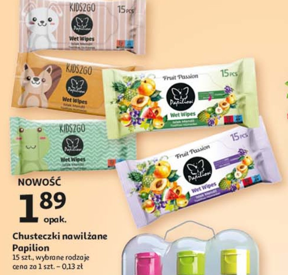 Chusteczki nawilzane fruit passion Papilion promocja w Auchan