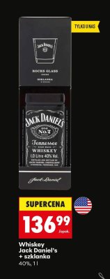 Whiskey Jack Daniel's + szklanka 40%, 1l promocja w Biedronka