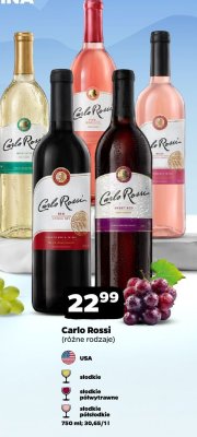 Wino Carlo Rossi (różne rodzaje) słodkie półsłodkie półwytrawne 750 ml promocja w Netto