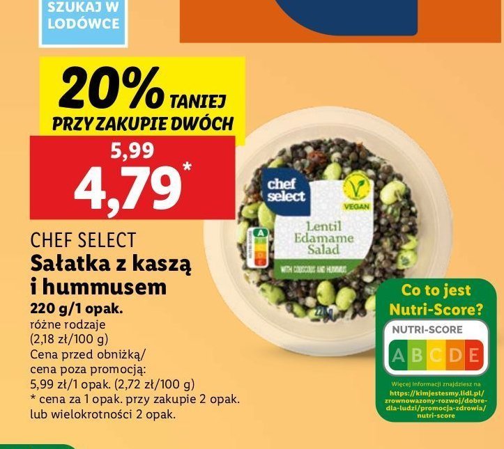 Sałatka z kaszą i hummusem Chef select promocja