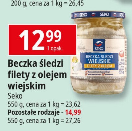 Beczka śledzi filety z suszonymi ziołami Seko promocja