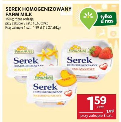 Serek homogenizowany Farm Milk różne rodzaje promocja w Stokrotka