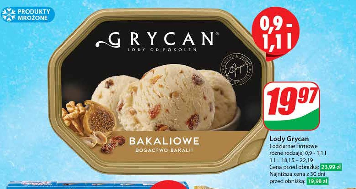 Lody bakaliowe Grycan promocja w Dino