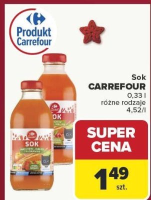Sok CARREFOUR 0,33 l różne rodzaje promocja w Carrefour