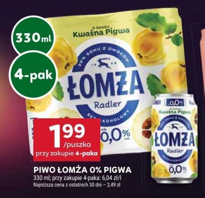 Piwo Łomża 0% Pigwa Radler promocja w Stokrotka