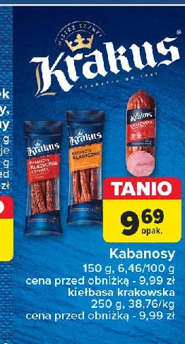 Kabanosy z szynki Krakus animex promocja w Carrefour