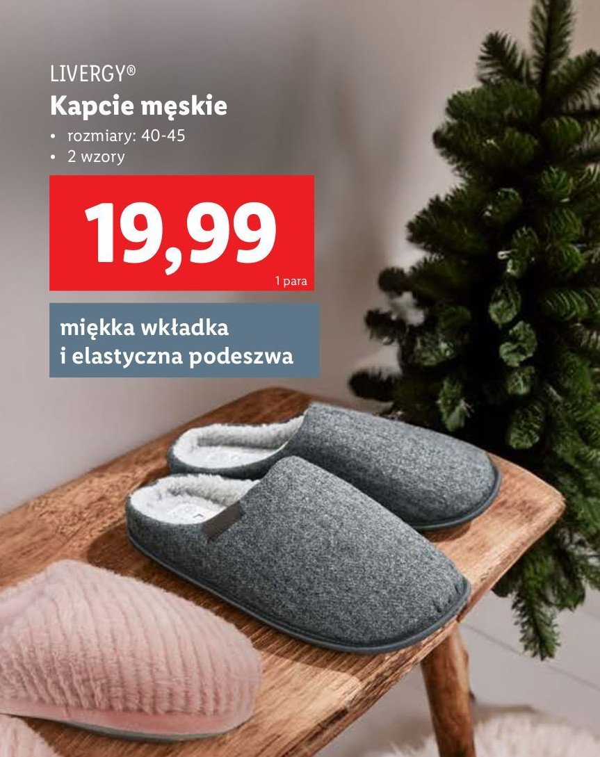 Kapcie męskie 40-45 Livergy promocja