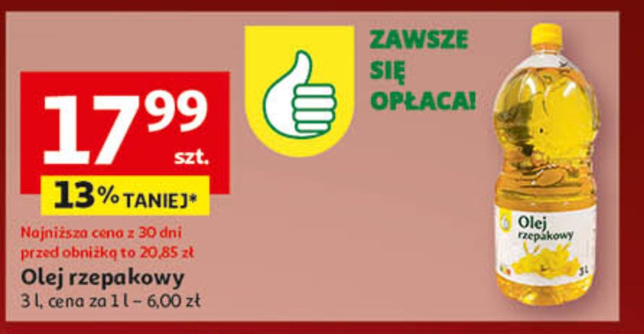 Olej uniwersalny rzepakowy Podniesiony kciuk promocja w Auchan