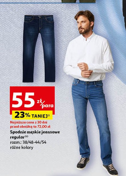 Spodnie męskie jeans 38/48-44/54 Auchan inextenso promocja