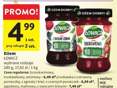 Dżem ŁOWICZ wybrane rodzaje, 280 g, 17,82 zł / 1 kg promocja w Intermarche